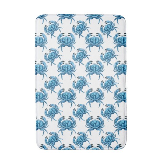 Blue Crabs Classic Coastal Pattern Badmat (Voorkant Verticaal)