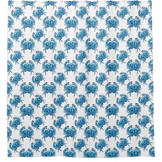 Blue Crabs Classic Coastal Pattern Douchegordijn (Voorkant)