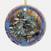 Blue Crabs - Kerstmis in North Carolina Keramisch Ornament (Voorkant)