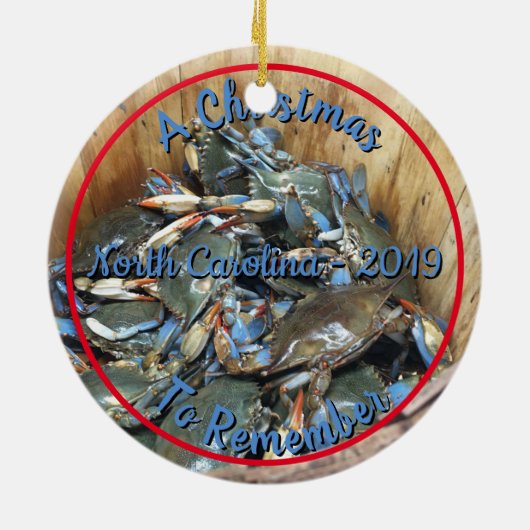 Blue Crabs - Kerstmis in North Carolina Keramisch Ornament (Achterkant)