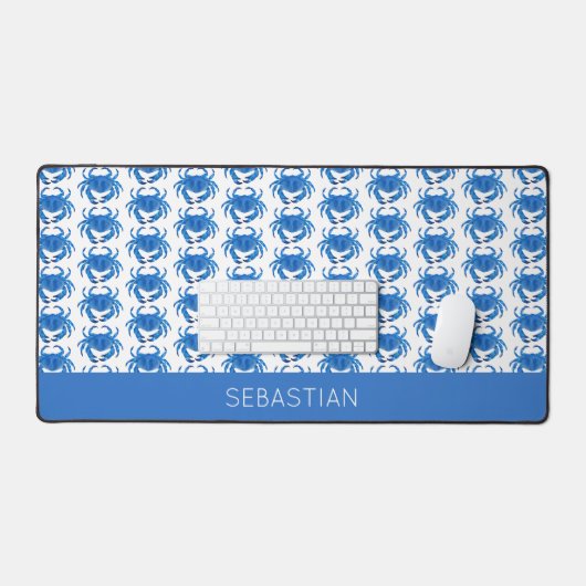 Blue Crabs Seaside Pattern Bureaumat (Keyboard & Muis)