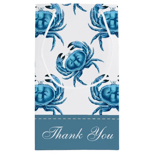 Blue Crabs Seaside Pattern Klein Cadeauzakje (Achterkant)