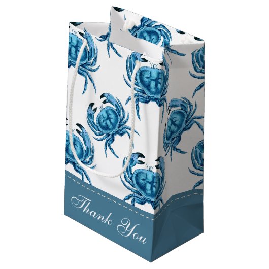 Blue Crabs Seaside Pattern Klein Cadeauzakje (Achterkant Gekanteld)