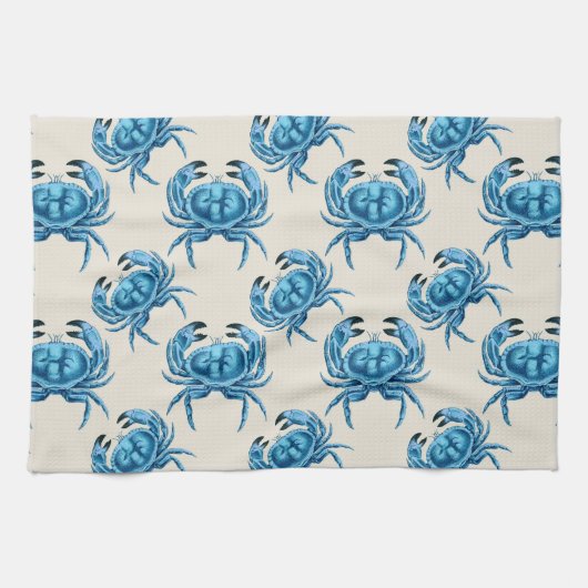 Blue Crabs Seaside Pattern Theedoek (Horizontaal)