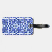 Blue Cracked Ceramic Style Azulejo Bagagelabel (Achterkant horizontaal)