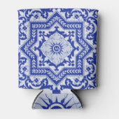 Blue Cracked Ceramic Style Azulejo  Blikjeskoeler (Voorkant)