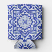 Blue Cracked Ceramic Style Azulejo  Blikjeskoeler (Achterkant)