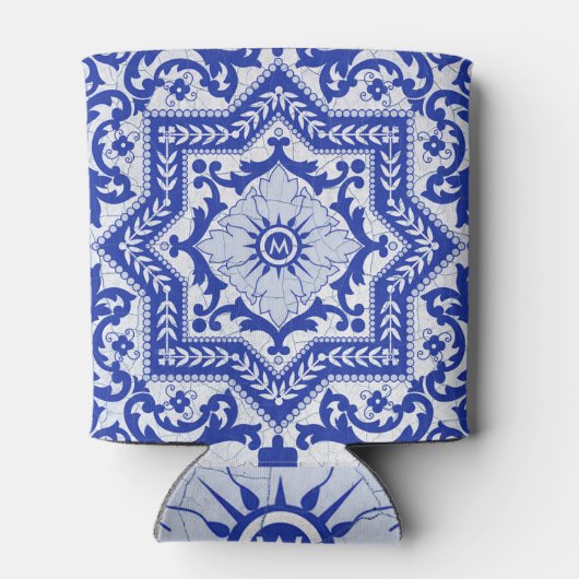 Blue Cracked Ceramic Style Azulejo  Blikjeskoeler (Achterkant)