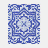 Blue Cracked Ceramic Style Azulejo  Fleece Deken (Voorkant)