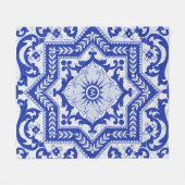 Blue Cracked Ceramic Style Azulejo  Fleece Deken (Voorkant (Horizontaal))