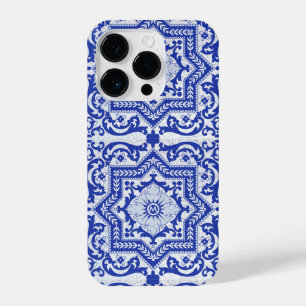 Blue Cracked Ceramic Style Azulejo  iPhone 14 Plus Hoesje