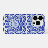 Blue Cracked Ceramic Style Azulejo  iPhone Hoesje (Achterkant horizontaal)