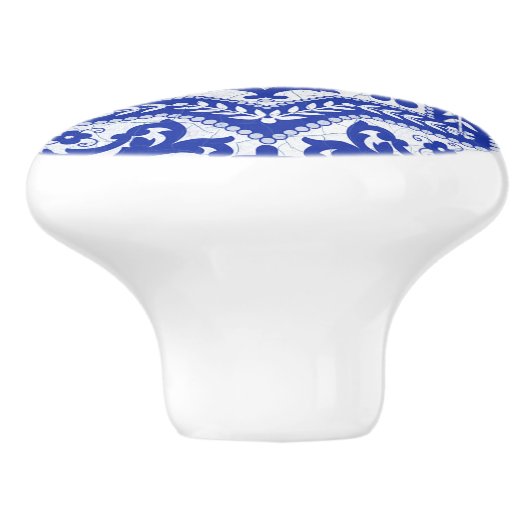 Blue Cracked Ceramic Style Azulejo  Keramische Knop (Zijkant)