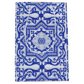 Blue Cracked Ceramic Style Azulejo Medium Cadeauzakje (Voorkant)