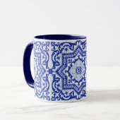 Blue Cracked Ceramic Style Azulejo  Mok (Voorkant links)