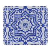 Blue Cracked Ceramic Style Azulejo  Snijplank (Voorkant)
