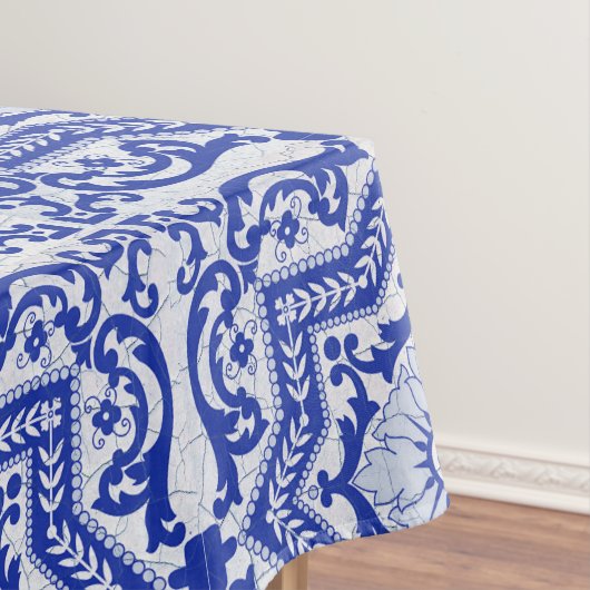 Blue Cracked Ceramic Style Azulejo  Tafelkleed (Voorbeeld)