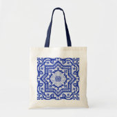Blue Cracked Ceramic Style Azulejo  Tote Bag (Voorkant)