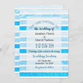 Blue Crackle Striped Weduwuitnodigingen Kaart (Voorkant / Achterkant)