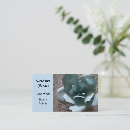 Blue Crafted Roos Designer Visitekaartje (Staand voorkant)