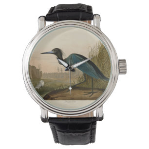Blue Crane Heron Audubon Painting Horloge