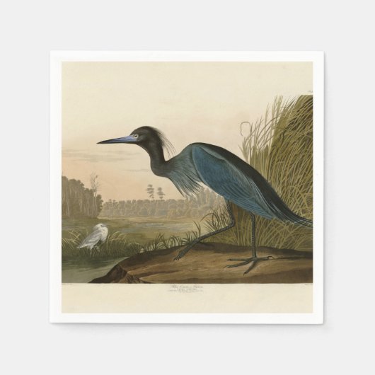 Blue Crane Heron Audubon Painting Servetten (Voorkant)