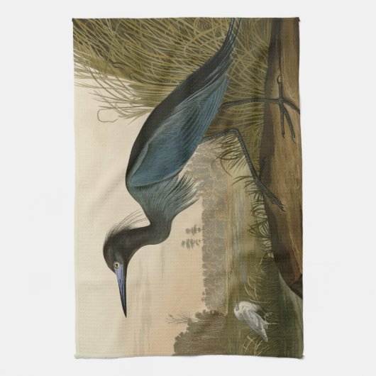 Blue Crane Heron Audubon Painting Theedoek (Verticaal)