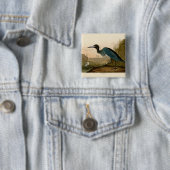 Blue Crane Heron Audubon Painting Vierkante Button 5,1 Cm (In situ)