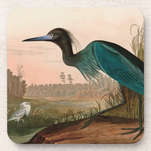Blue Crane of Heron Birds of America Audubon Print Bier Onderzetter (Voorkant)