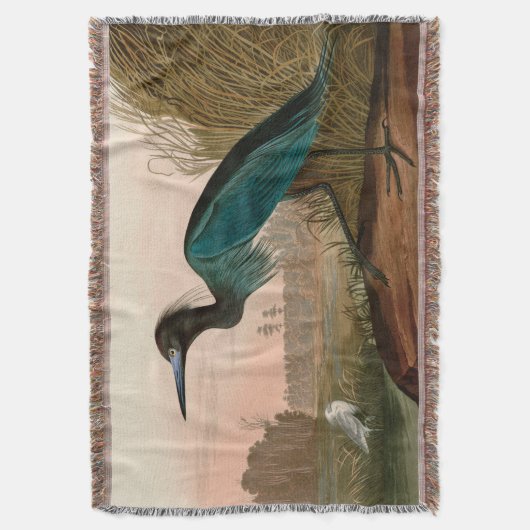 Blue Crane of Heron Birds of America Audubon Print Deken (Voorkant Verticaal)