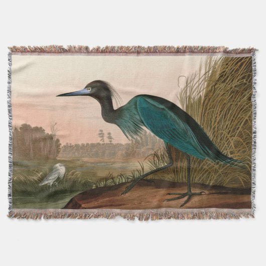 Blue Crane of Heron Birds of America Audubon Print Deken (Voorkant)