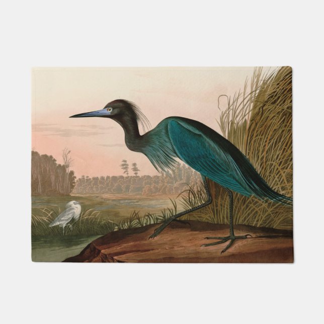 Blue Crane of Heron Birds of America Audubon Print Deurmat (Voorkant)