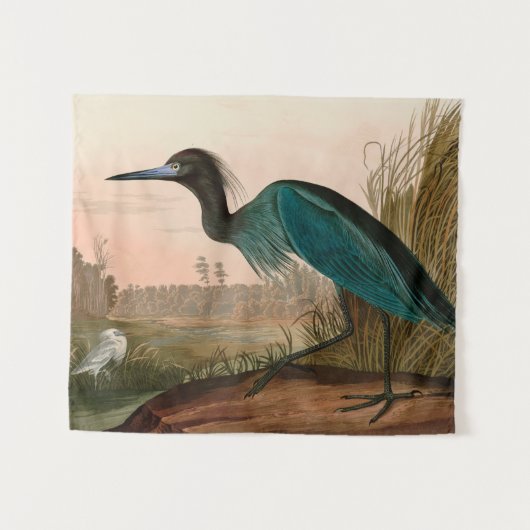 Blue Crane of Heron Birds of America Audubon Print Wandkleed (Voorkant (horizontaal))