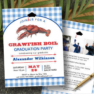 Blue Crawfish Boil 3 Foto Afstuderen BBQ Party Kaart