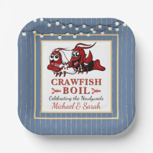 Blue Crawfish Boil Pas getrouwd of Engagement Part Papieren Bordje