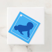 Blue Crawling Baby shower Bedankjes Labels (In situ)