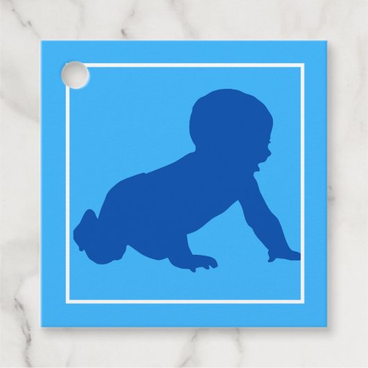 Blue Crawling Baby shower Bedankjes Labels (Voorkant)