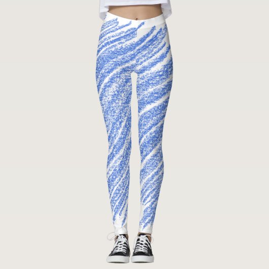 Blue Crayon Style Artwork Leggings (Voorkant)