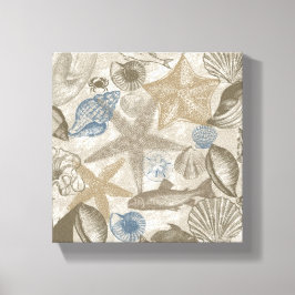Blue Cream Beach schelpen Ocean Fish Canvas Afdruk