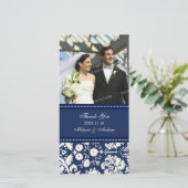 Blue Cream Bedankt Bruiloftsfotokaarten (Staand voorkant)