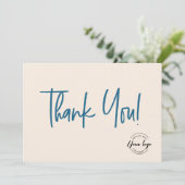 Blue cream black Company Logo Social Thank You  Bedankkaart (Staand voorkant)