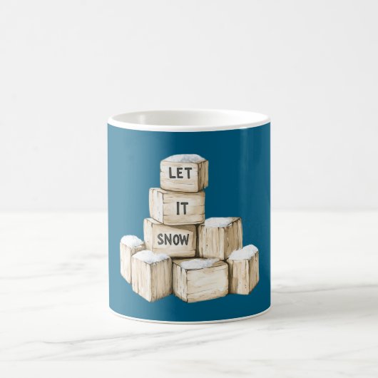 Blue Cream Blocks Laat het sneeuwen Koffiemok (Center)