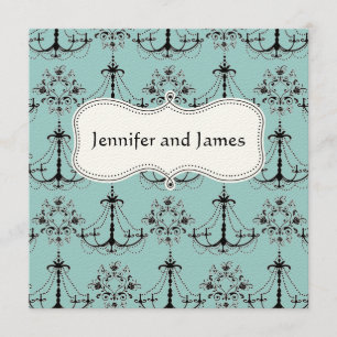 Blue Cream Chandelier Save the Date