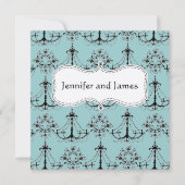 Blue Cream Chandelier Save the Date (Voorkant)