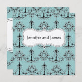 Blue Cream Chandelier Save the Date (Voorkant / Achterkant)