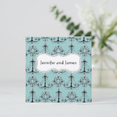 Blue Cream Chandelier Save the Date (Staand voorkant)