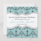 Blue Cream Chandelier Save the Date (Achterkant)