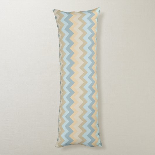 Blue Cream Chevron Stripes Lichaamskussen (Achterkant (Verticaal))