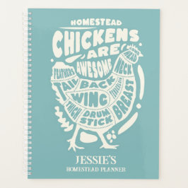 Blue Cream Chicken Art Gepersonaliseerde Homestead Planner