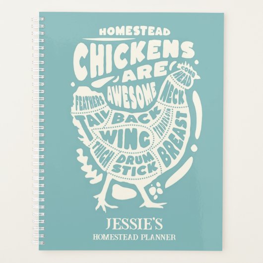Blue Cream Chicken Art Gepersonaliseerde Homestead Planner (Voorkant)